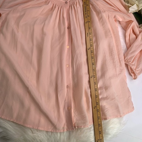 Victoria's Secret SILK Smocked Pink Blouse Top - Picture 9 of 11